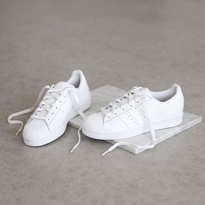Adidas Superstar white sneakers, size 6.
